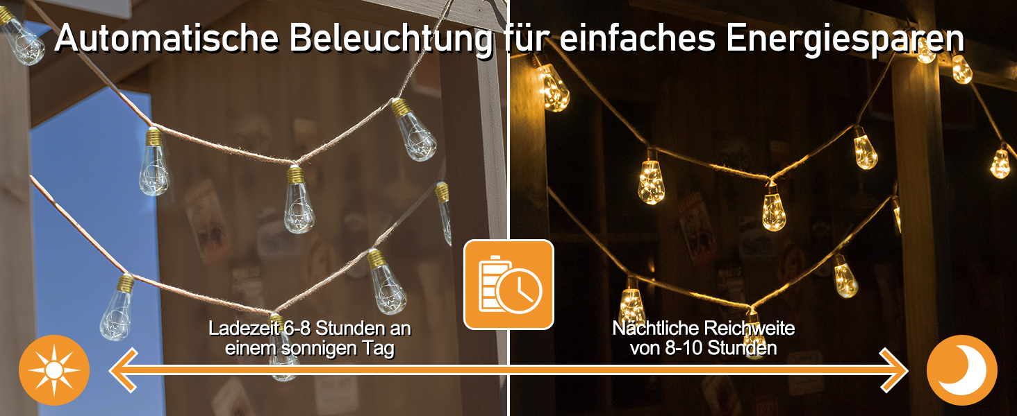 LED-гірлянда сонячна зовнішня 10м, 16+1 G40, диммування, 3 режими, пульт дистанційного керування, вологостійка, тепле світло, для саду, балкону, декору