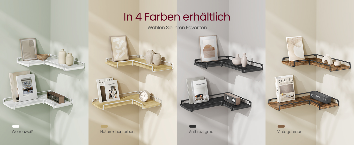 Набір кутових настінних полиць VASAGLE L-подібні, індустріальний стиль, для вітальні, спальні та кухні, білий колір (2 шт.) LLS831B01