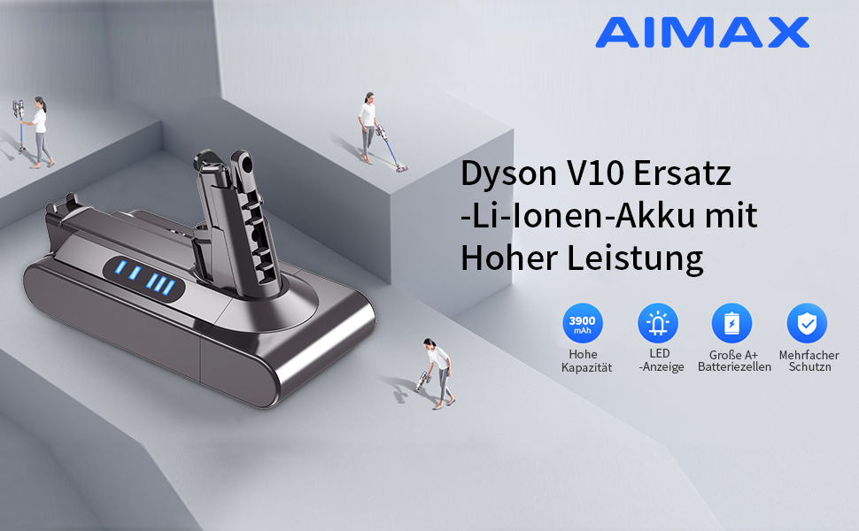 Змінна батарея AIMAX V10 3900 мАг для моделей Dyson V10, включаючи гвинти та викрутки