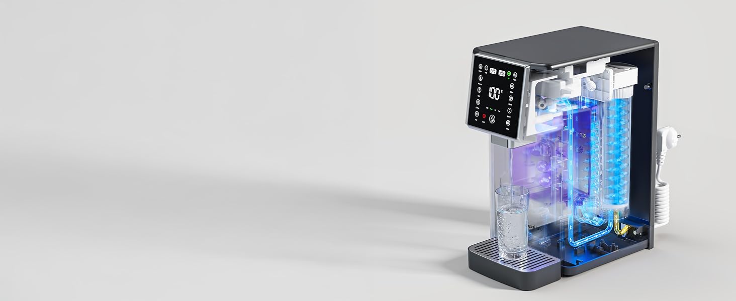 Система зворотного осмосу Slim Osmoseanlage для питної води, настільна | З фільтром від вапняного нальоту, UV-стерилізацією та 4 температурними режимами