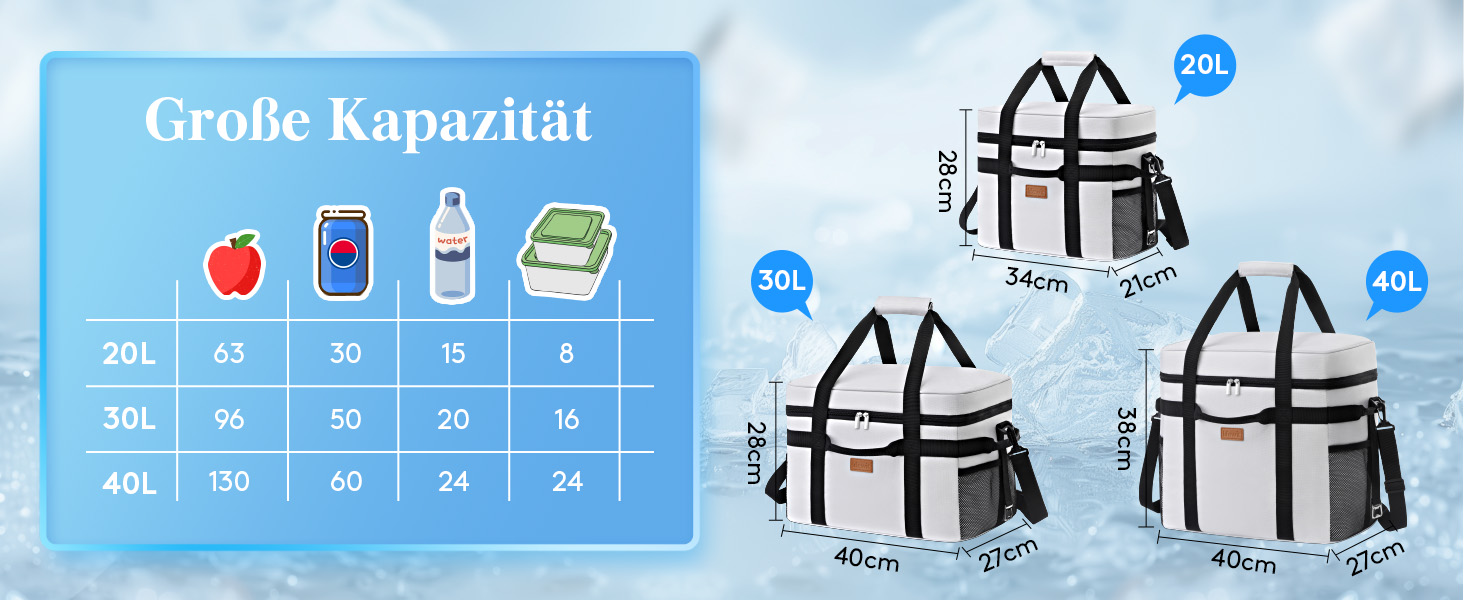 Термосумка-холодильник Lifewit 30л для пікніка, їжі та напоїв (Сріблясто-сіра) - Складана, ізольована сумка-холодильник для роботи, кемпінгу