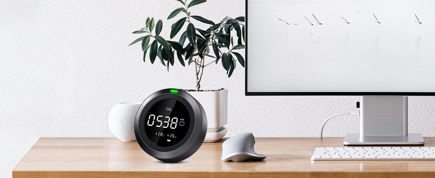 Вимірювач якості повітря Therm La Mode CF-30 з Smart-додаток: виявлення забруднювачів, пилу PM2.5/PM1.0, формальдегіду, CO2, температури, пилку. Великий LCD-дисплей