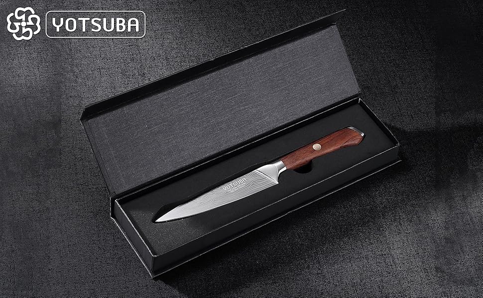 Набір професійних кухонних ножів YOTSUBA з дерев'яним блоком та точилкою, кухонні ножі з нержавіючої сталі, набір кухонних ножів для кухні (універсальний ніж 13 см)