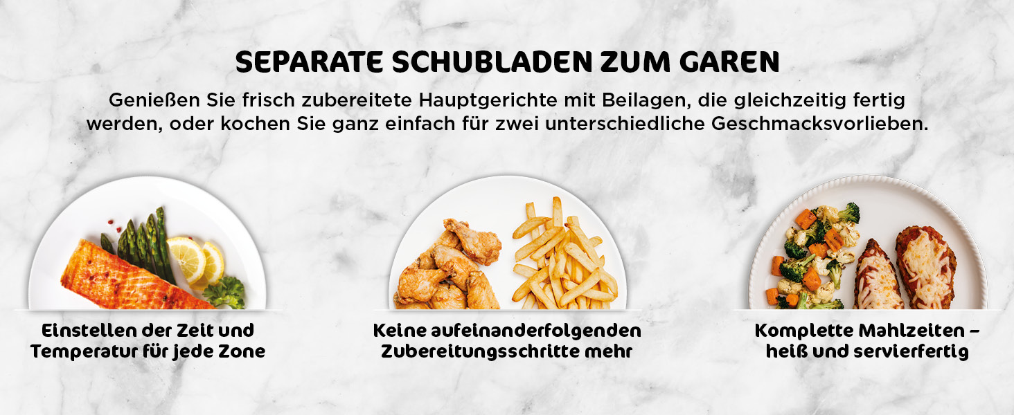 Фритюрниця повітряна Ninja Foodi Dual Zone AF200EU, 7.6 л, 4-в-1, чорна, з 2 зонами, антипригарне покриття