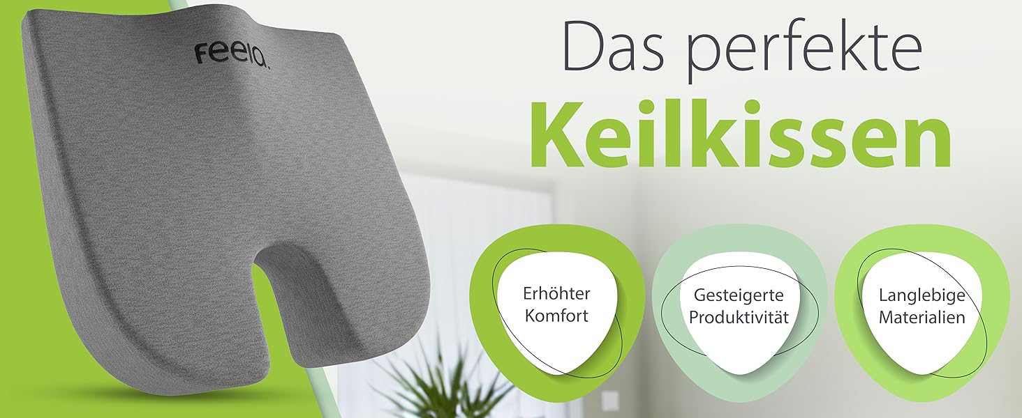 Ортопедична подушка-клинок Feela® для сидіння: 3 ступені жорсткості, для автомобіля та дивану. Ергономічна подушка-клинок для спини, для автомобіля, дивана, офісу. (Діапазон ваги: 50-80 кг)