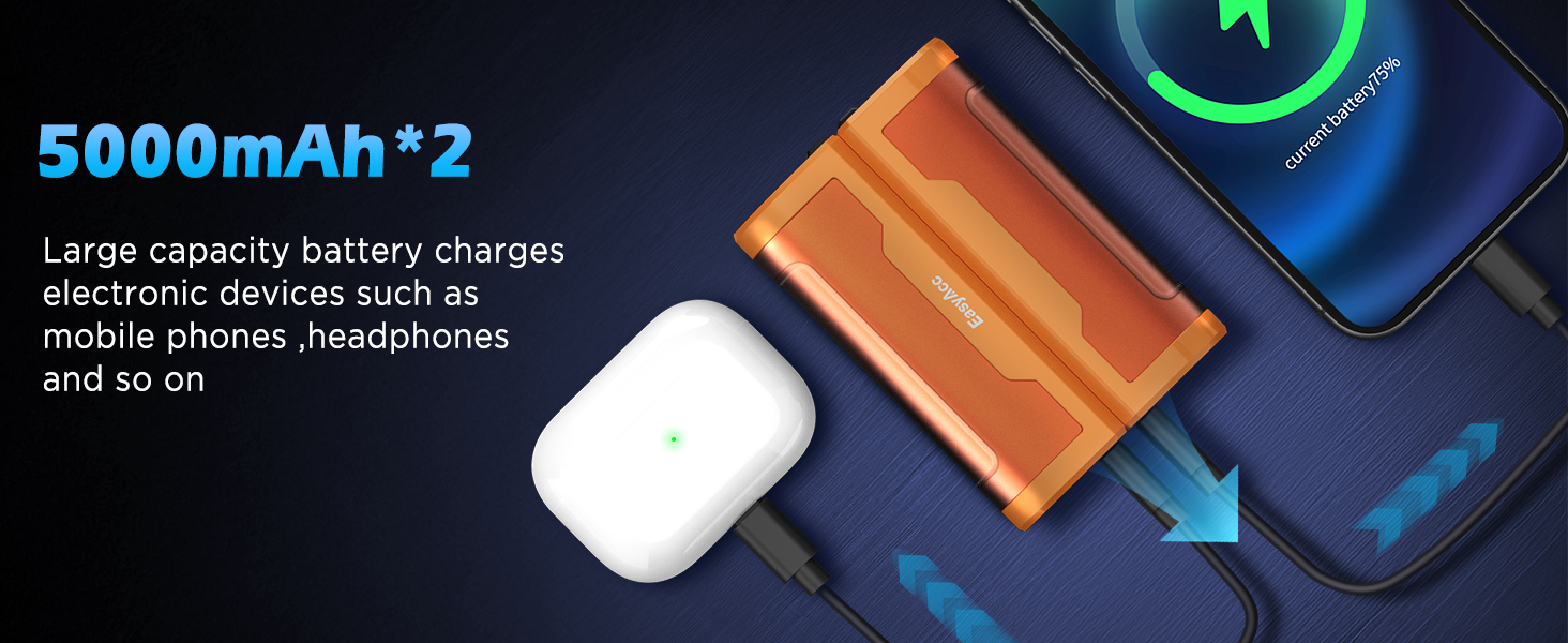 EasyAcc Портативний акумуляторний гріє рука, чорний - великий (помаранчевий)