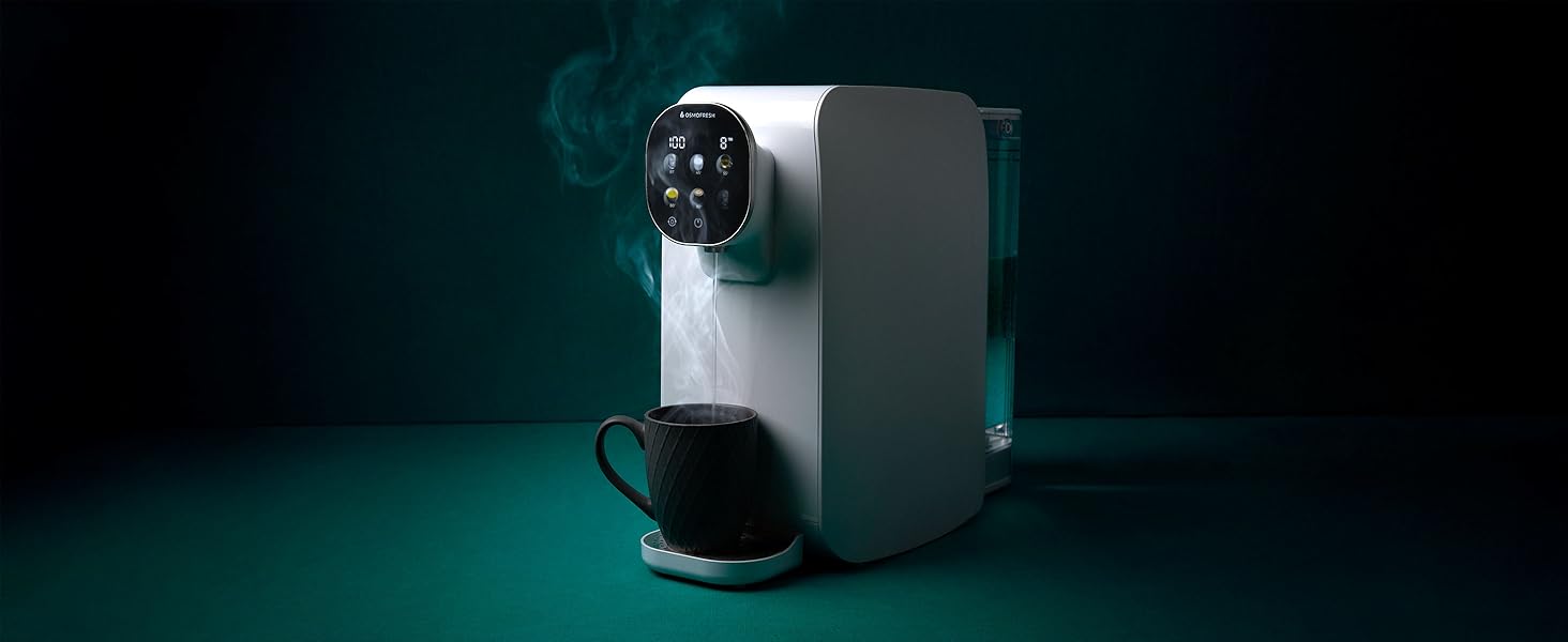 Система зворотного осмосу OsmoFresh Quella Pro Black з гарячою водою та 7-ступеневою фільтрацією для кухні, офісу, кемпера - чиста питна вода без вапняного нальоту