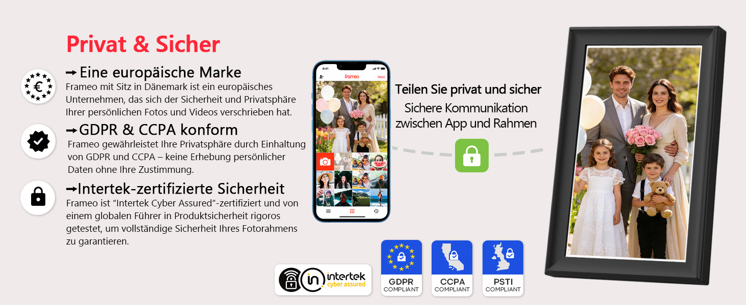 FRAMEO Цифровий фоторамка 15.6" WiFi, IPS, FHD 1920x1080, 32GB, сенсорний екран, автоповорот, для стін, віддалений доступ через додаток FRAMEO