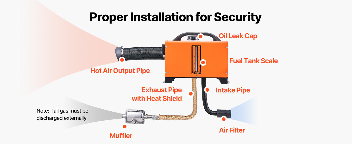 Електрична дизельна піч опалення VEVOR 12V 5-8kW з LCD-дисплеєм, пультом дистанційного керування та Bluetooth-APP (базова модель)