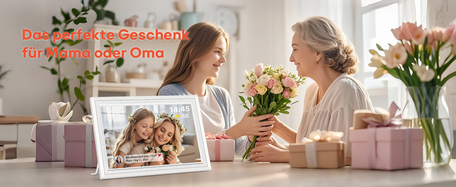 Frameo: Цифровий фоторамка 10.1 дюйма, HD 1280*800 IPS, сенсорний екран, 32GB, автоповорот, Frameo App