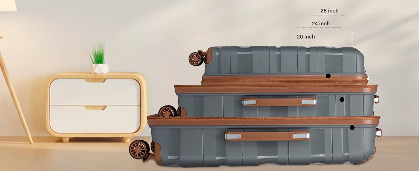 KONO Чемодан середнього розміру 65 см з поліпропілену з TSA замком, 65x46x26.5 см (Крем-білий)