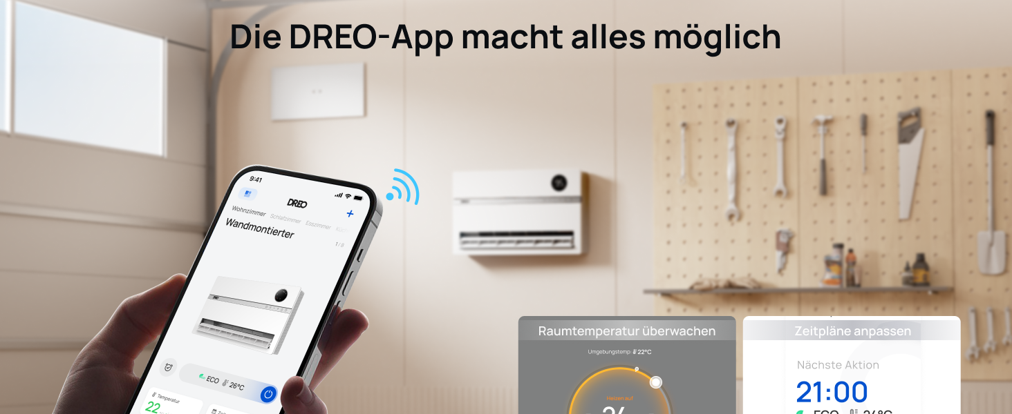 Електричний конвектор Dreo Smart Heizung: 2000W, з пульт та app, осциляція 120°, 5 режимів, таймер 24г, PTC кераміка, термостат