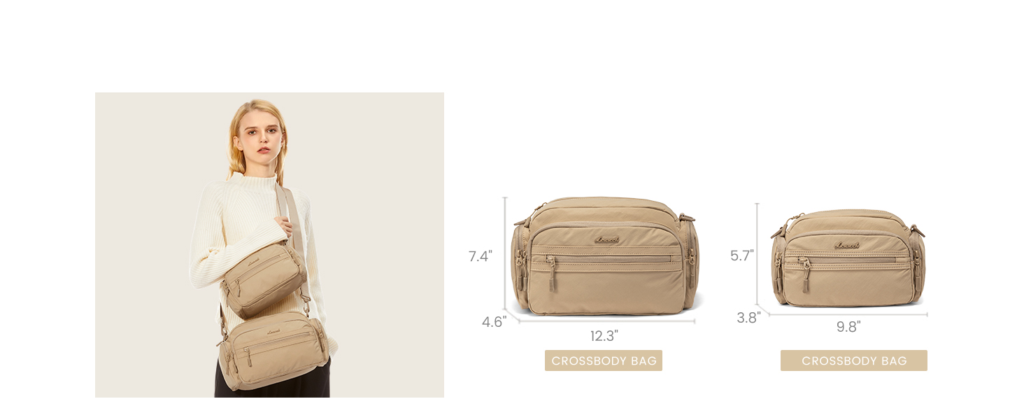 Сумка на плече LOVEVOOK для жінок, чорна сумка через плече середнього розміру з багатьма відділеннями, легка сумка-месенджер для подорожей, офісу, вечірки, відпочинку, бежева