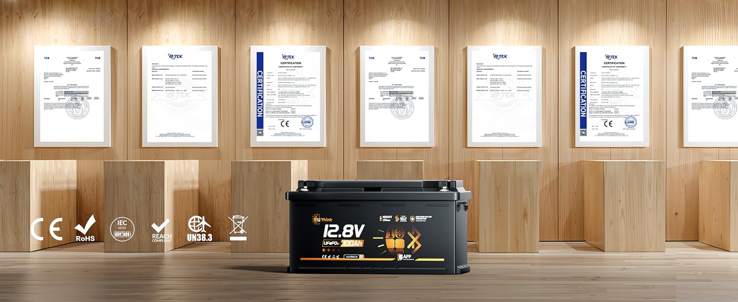 LiFePO4 акумулятор 12V 100Ah H190 ECE R10 з Bluetooth 5.4 для кемперів та автобудинків, літієва батарея (набір 2 шт)