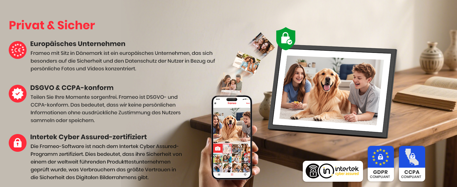 Цифровий фоторамка Frameo 10.1 дюймів: 64GB, 2K сенсорний екран, автоповорот, Frameo App