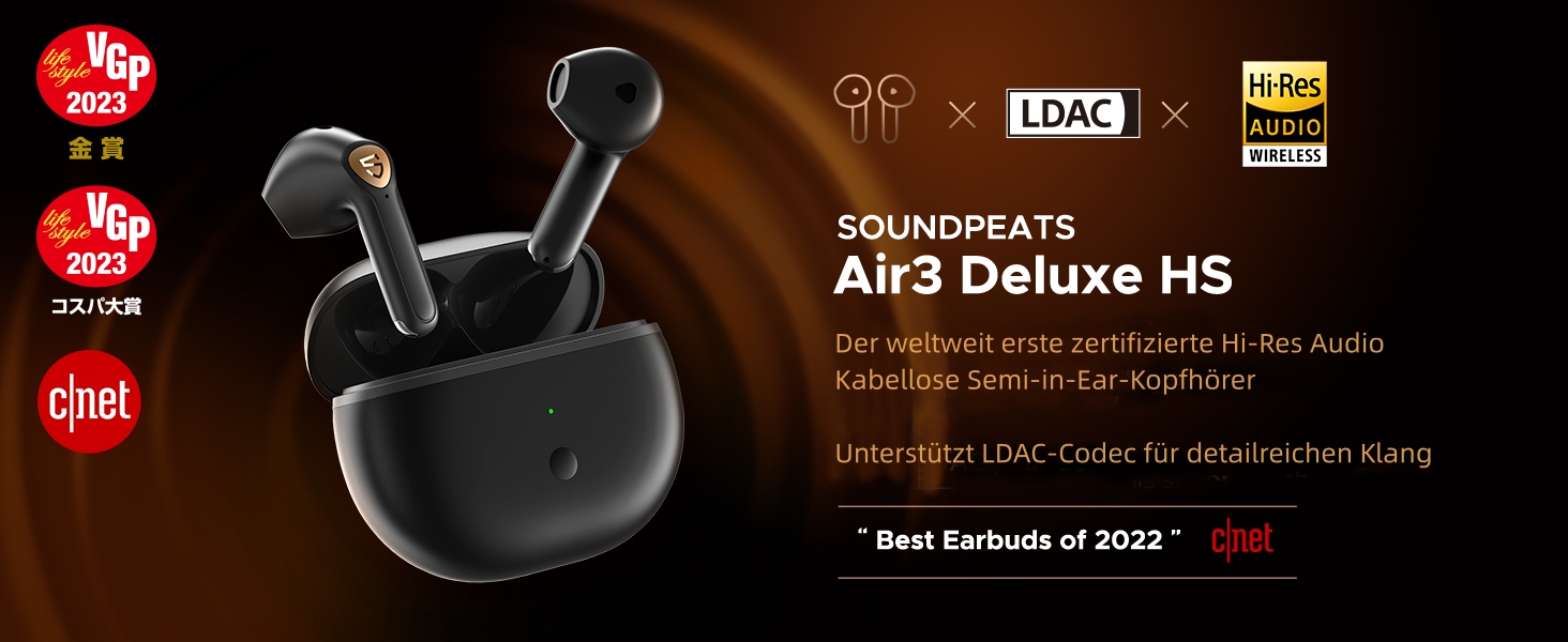 Навушники SoundPEATS Air3 Deluxe HS Bluetooth 5.3, LDAC Hi-Res, мікрофон ENC, динамік 14,2 мм, 20 годин, керування APP