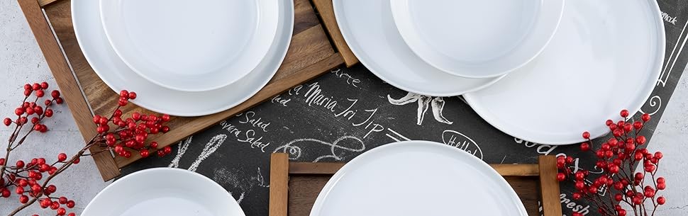 CreaTable Серія Chef Collection: 18-частинний набір посуду для 6 осіб, кавовий сервіз з порцеляни, придатний для миття в посудомийній машині та використання в мікрохвильовій печі, Made in Europe (12-частинний сервіз, білий)