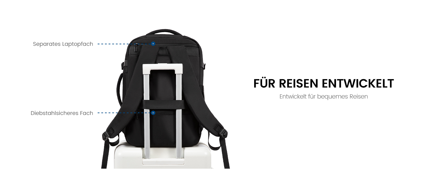 LOVEVOOK Рюкзак ручної поклажі, 18 дюймів, великий, для подорожей, авіакомпаній, чоловічий/жіночий, з відділенням для ноутбука, чорний