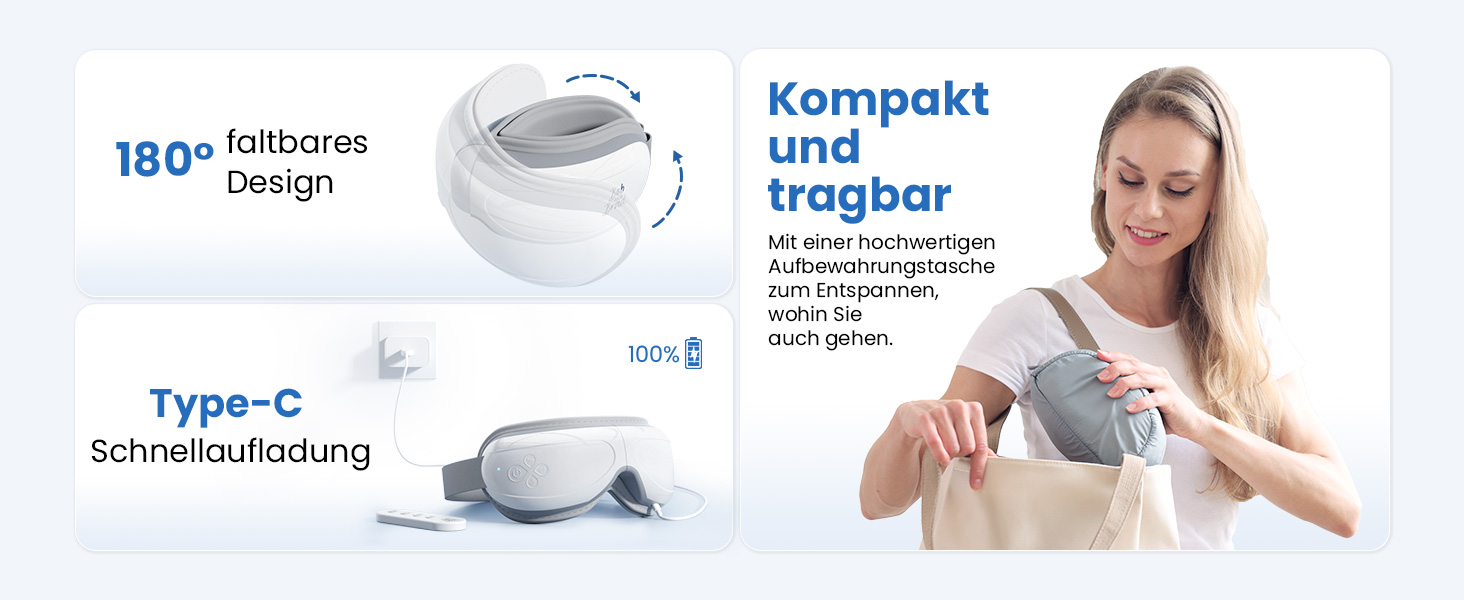 Масажер для очей Bob and Brad EyeOasis 2 з підігрівом, музикою та компресією, електричний. Зменшує темні кола та сухість очей. Маска для очей з пультом керування.