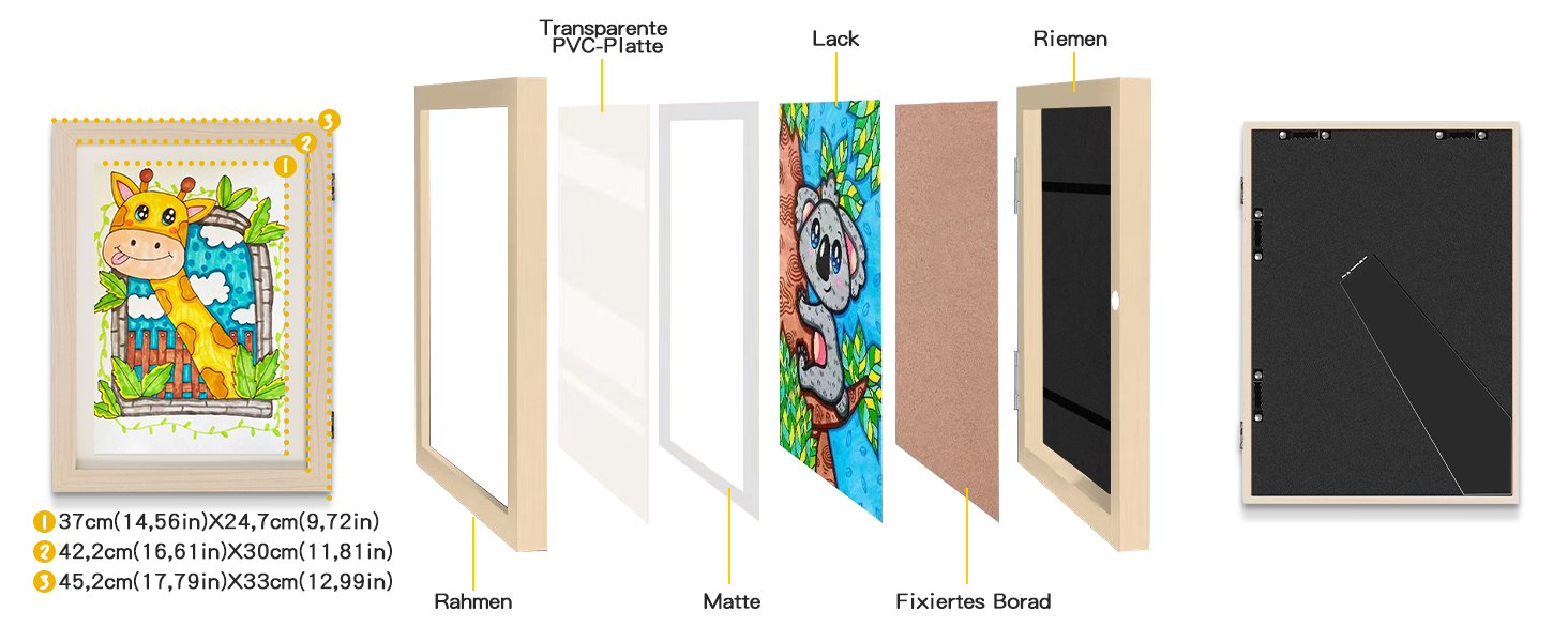 Дерев'яна рамка для дитячих малюнків Ciscle A3, для творчості, школи та дому