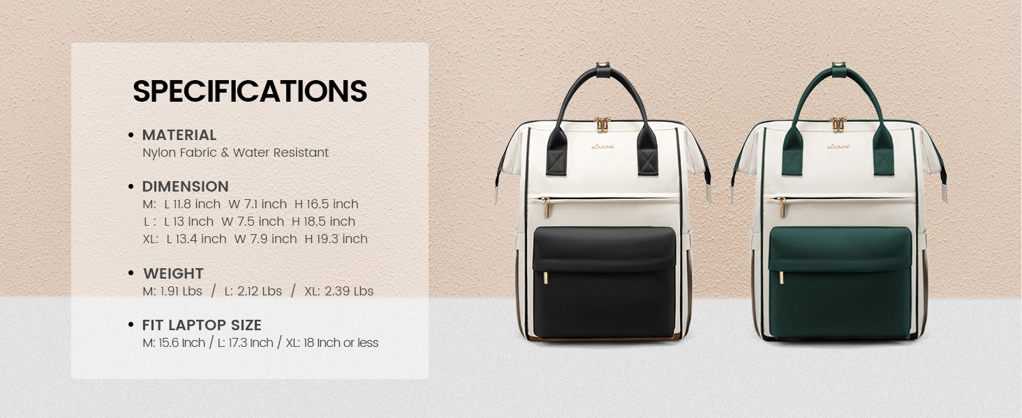 Сумка-рюкзак LOVEVOOK для жінок, для ноутбука, подорожей, роботи, школи, університету. Містка, водонепроникна, елегантна, бежева (15,6 дюймів)