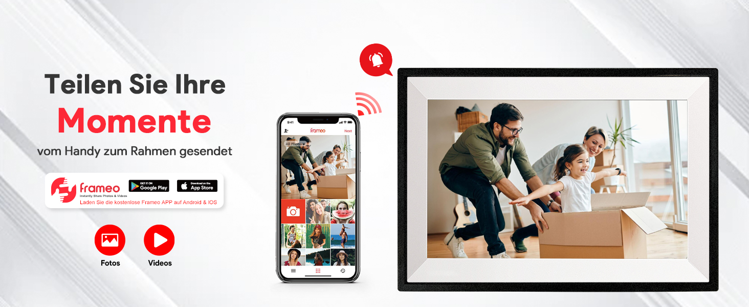 Frameo Цифровий фоторамка 10.1 дюйма, WALN, 32 ГБ, автоповорот, відправка фото/відео через додаток