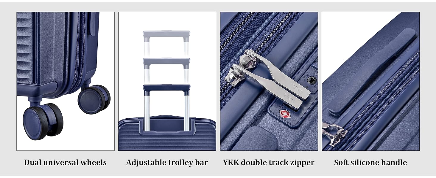 Набір валіз Joyway 4 шт. з жорстким корпусом та TSA-замком, розширюваний, синій колір