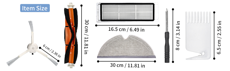 Запасні частини аксесуари для пилососа Xiaomi Roborock S5 Max S50 S51 S55 S6 S6 MaxS60 S65,2 основні щітки,6 бічних щіток,4 фільтра Hepa,4 серветки, 6 сердечників фільтра, 1 викрутка, 1 щітка для чищення