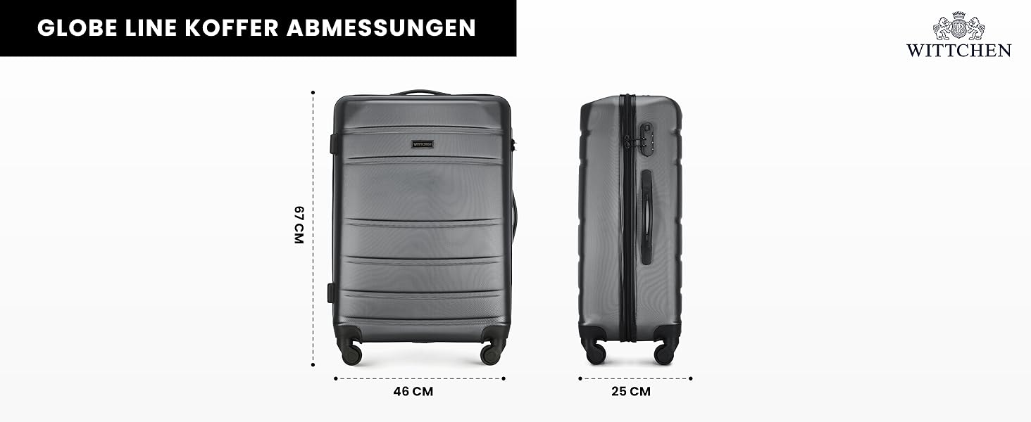Валіза ручної поклажі WITTCHEN Globe Line сірого кольору з ABS-пластику та кодовим замком | 25 x 33 x 16,5 см | Підходить для Lufthansa, Eurowings, Ryanair, Condor, Discover Airlines
