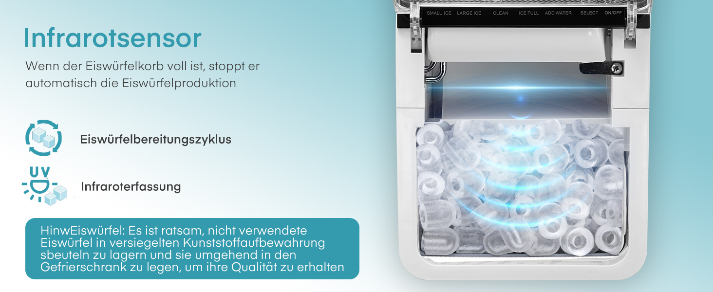 Льодогенератор Fohere портативний самоочисний, 14 кг/24 год, 2 розміри льоду, компактний, чорний - для дому, бару, офісу, кемпінгу