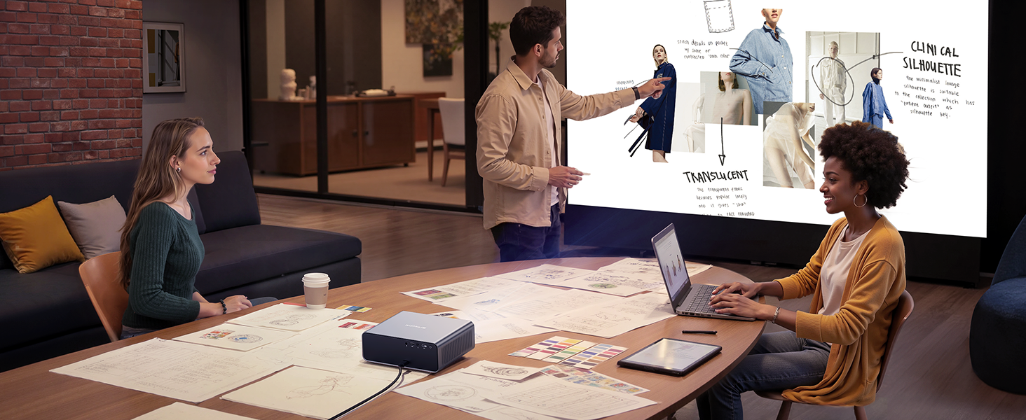 4K проєктор Smart Beamer з Netflix, Dolby Audio, 1000 ANSI люмен. Підтримка автофокусу, корекції трапеції 6D, WiFi 6/Bluetooth. Підходить для Android/iPhone, для дому та на вулицю. Чорний.