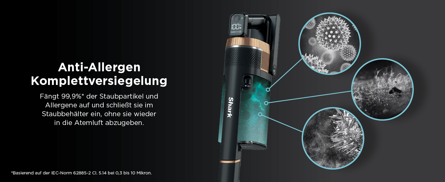 Пилосос акумуляторний Shark Stratos IZ400EUTBK безмішковий, для шерсті тварин, алергіків, килимів та твердих підлог, з автонабором та гнучкою трубою, сіро-рожевозолотий