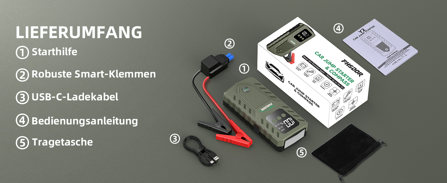 Бустер акумулятора 12V 6000A Jump Starter Powerbank 20000mAh для авто (бензин до 10.0L, дизель до 8.0L) з LED ліхтарем