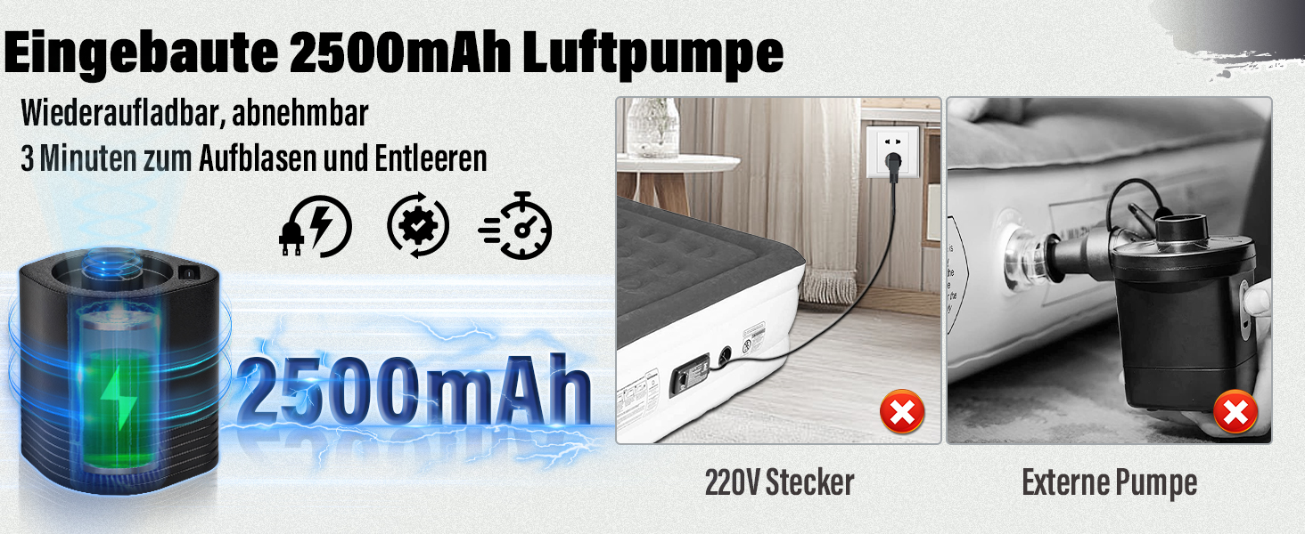 Надувне ліжко Dametay для 2 осіб з електричним насосом, самонадувна, 198x152 см