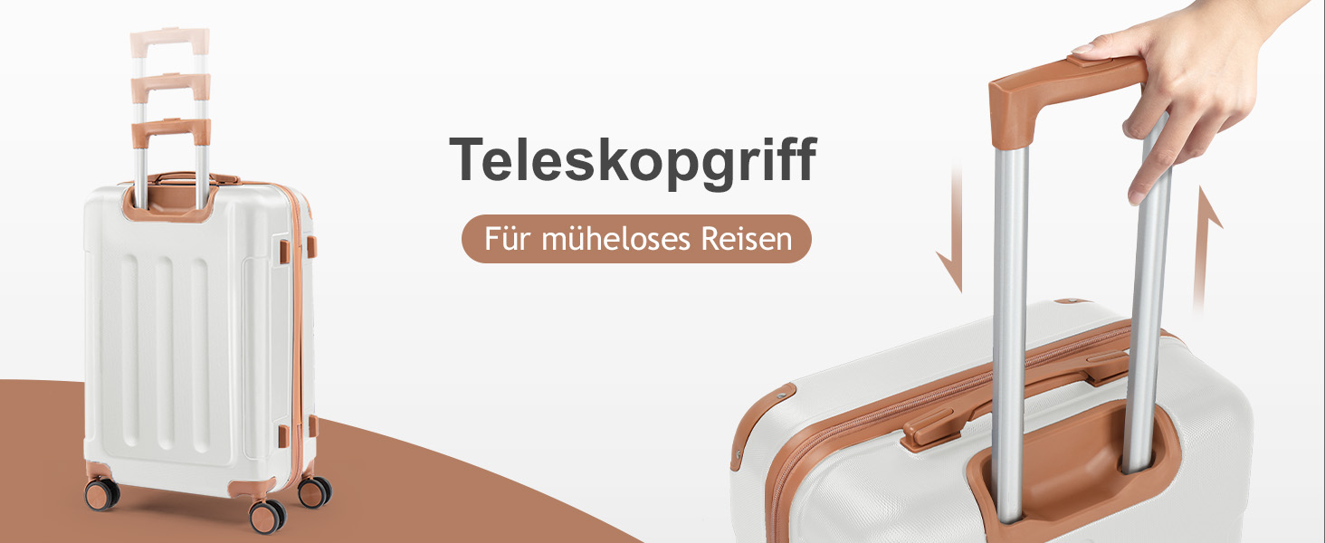 Набір валіз LEADZM 4 шт. з твердим корпусом (ABS), з колесами, для подорожей (бежево-коричневий, смугастий)
