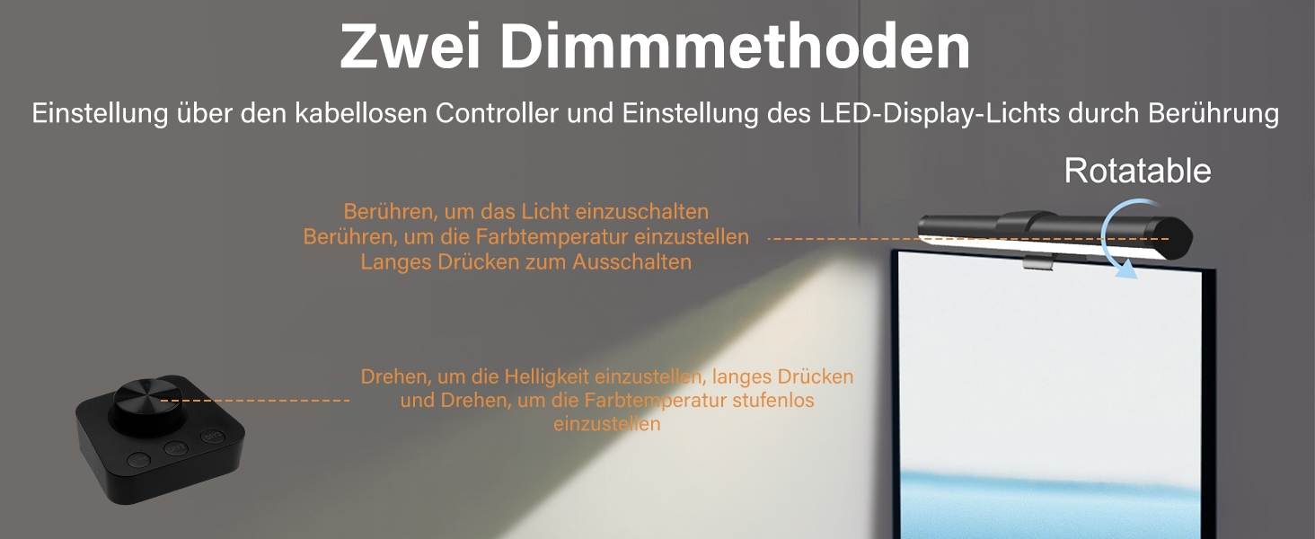 LED лампа на монітор з USB, захист очей, регульоване освітлення, сенсорний екран, 44 см