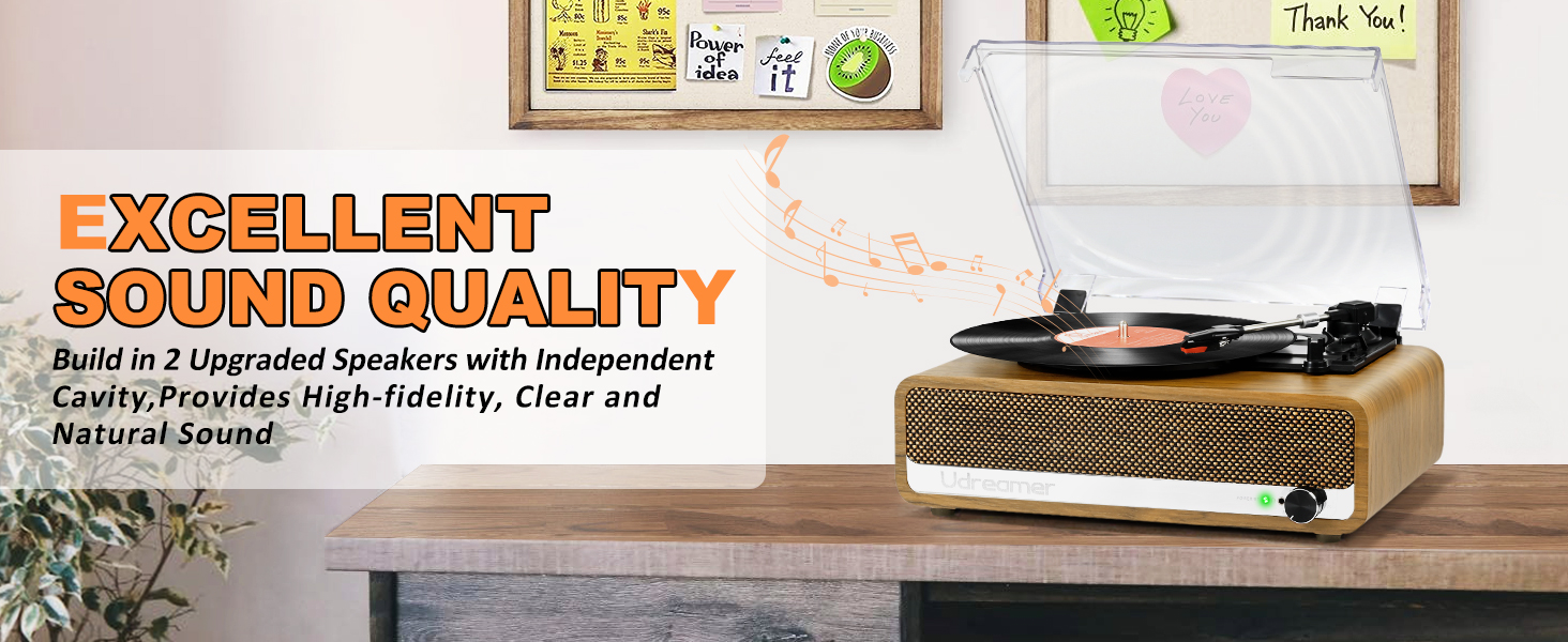 Вініловий програвач Udreamer з Bluetooth, динаміками, USB, AUX, RCA, навушниками, 3 швидкості, ремінний привід, дзеркальний дизайн, золотий, вінтажний стиль
