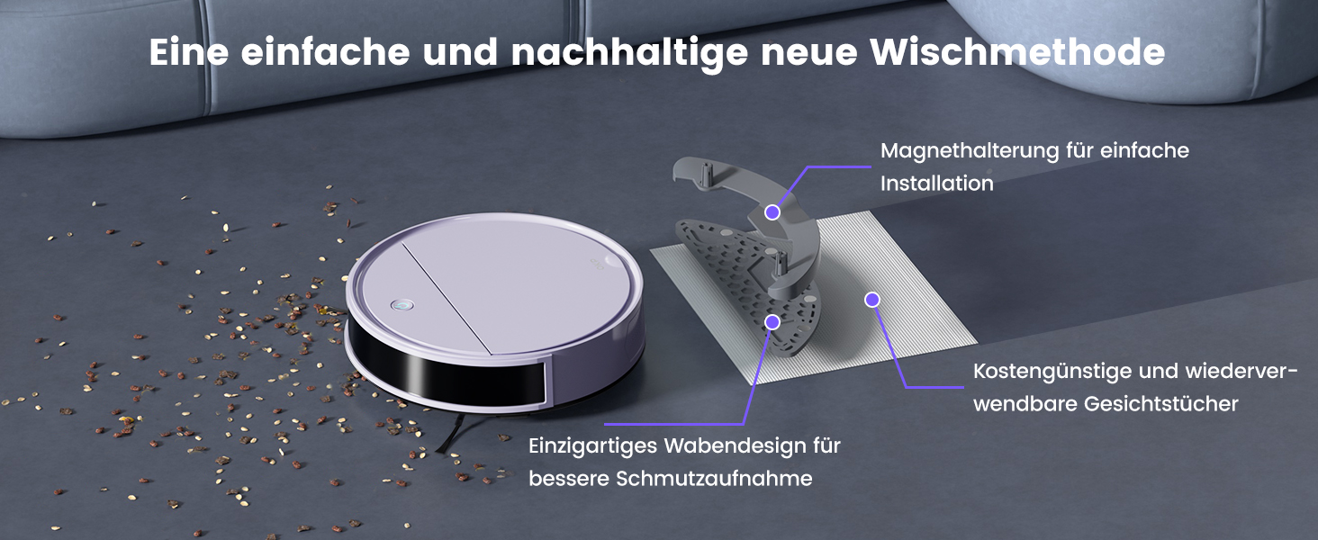 Робот-пилосос OKP K5P Purple: 5000Pa, навігація, HEPA-фільтр, Wi-Fi, для тварин, килимів, твердих підлог