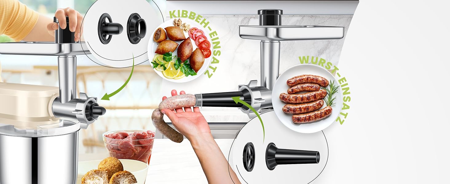 Кухонна машина KESSER 3в1 з м'ясорубкою та блендером, планетарний міксер 1500Вт, чаша 5.5л, 6 швидкостей, антрацит