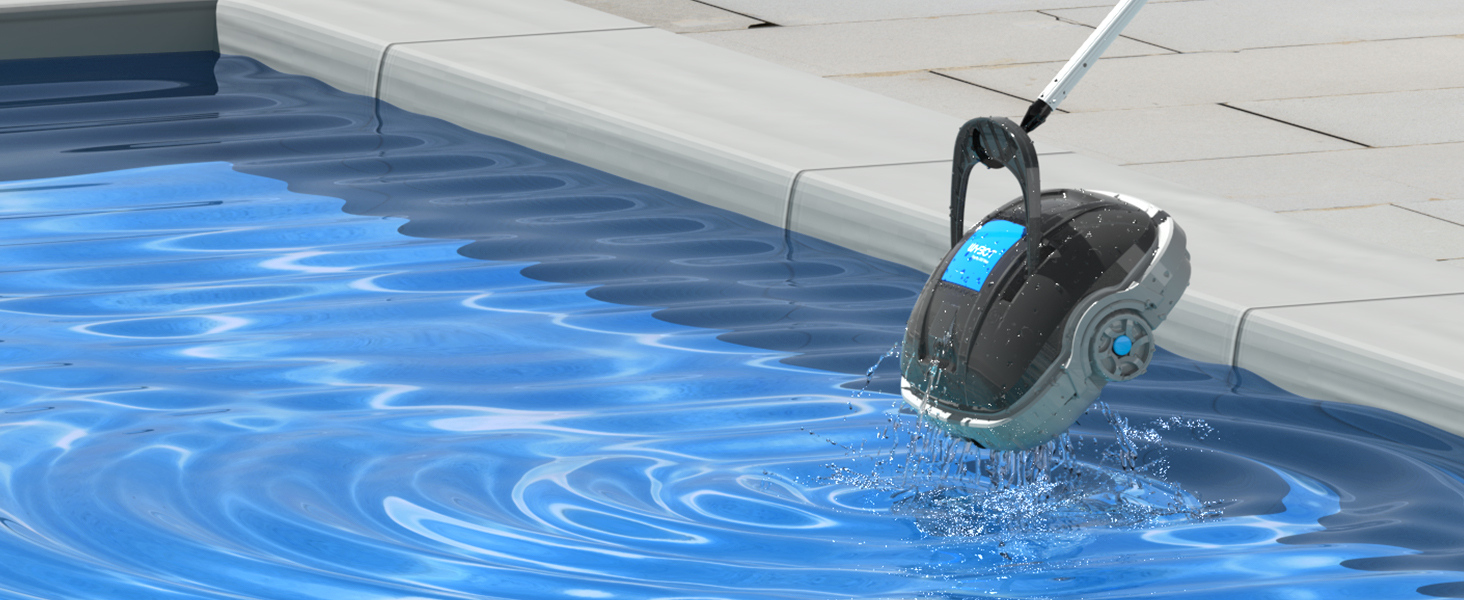 Робот для басейну акумуляторний бездротовий, Poolsauger Roboter з подвійним двигуном, автоматичне паркування, для плоских басейнів до 80 м², 100 хв роботи, подвійна фільтрація, темно-сірий