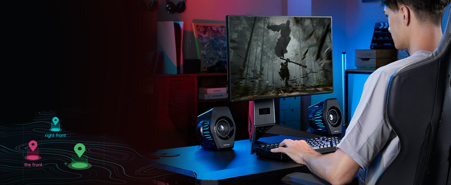 Edifier G2000 Pro - Bluetooth колонки для комп'ютера з 7.1 об'ємним звуком, RGB підсвічуванням, USB та Aux входами (білі)