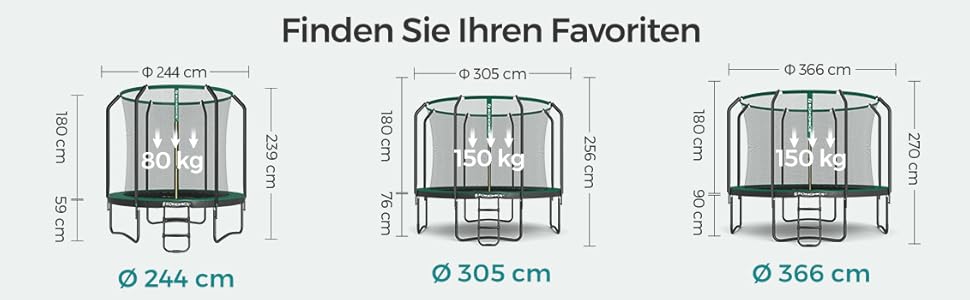 Батут SONGMICS садовий Ø366 см з захисною сіткою та драбиною, чорно-зелений