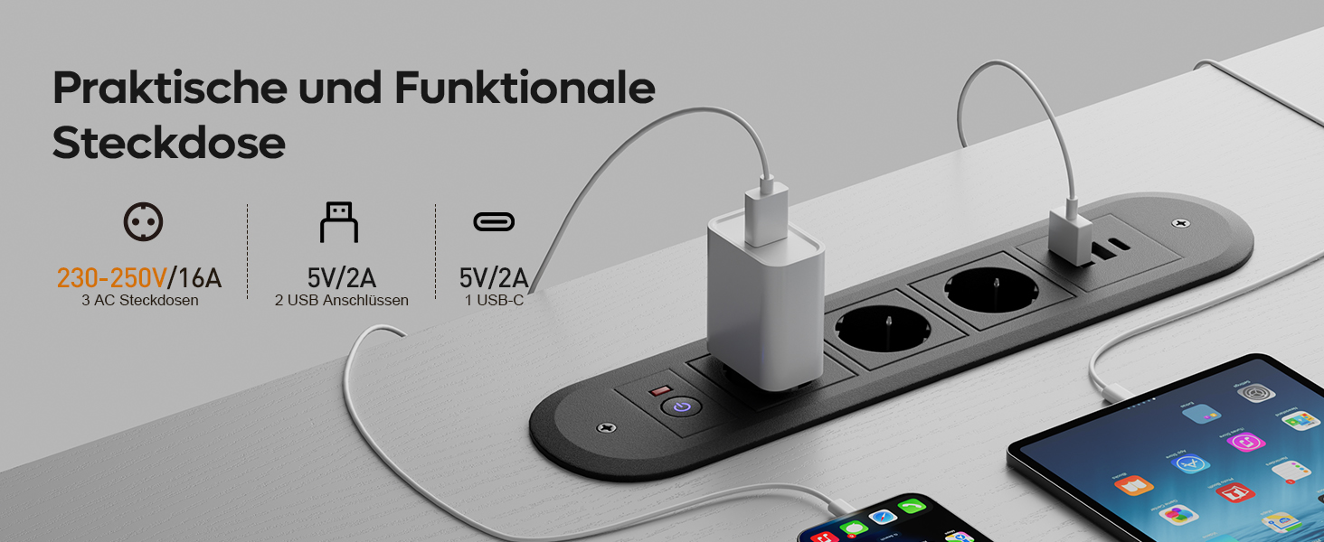 Регульований стіл з USB-зарядкою та розеткою, 100 × 60 см. Електричний стіл, регульований комп'ютерний стіл з 3-функціональною пам'яттю, білий. 100 x 60 см