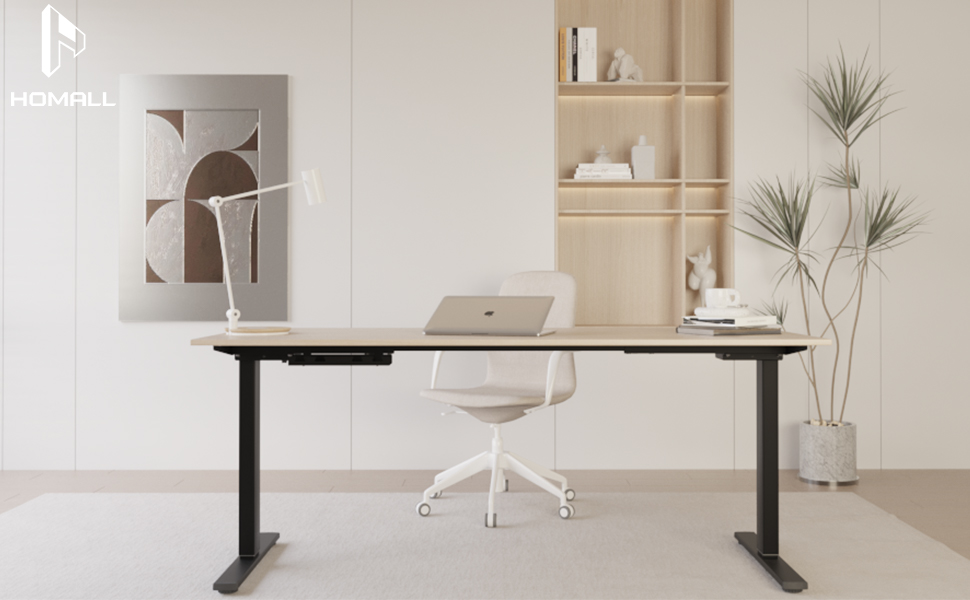 Електричний стіл Homall з регулюванням висоти, 2 мотори, підйом до 100 кг, телескопічний, пам'ять, захист від зіткнень (чорний)