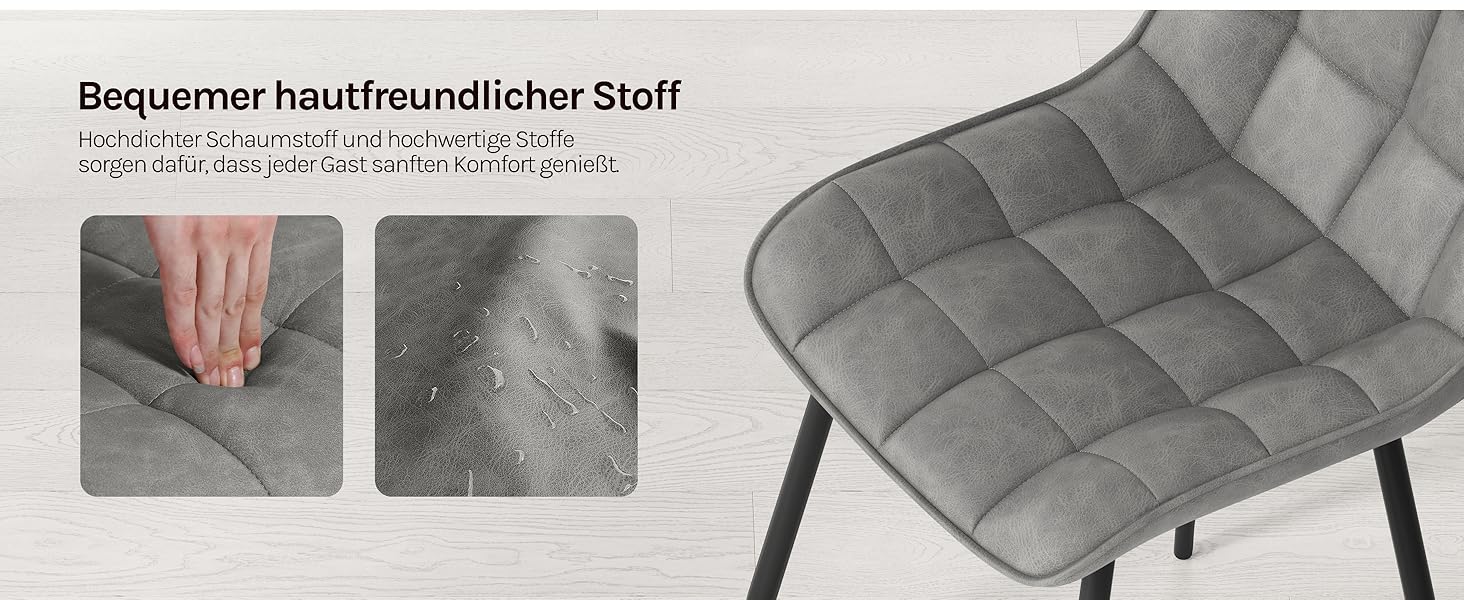 Крісла для їдальні WOLTU (6 шт.), для вітальні, кухні, їдальні. М'які кухонні крісла з підлокітниками, штучна шкіра, металеві ніжки, до 150 кг, сірі (6 шт.)