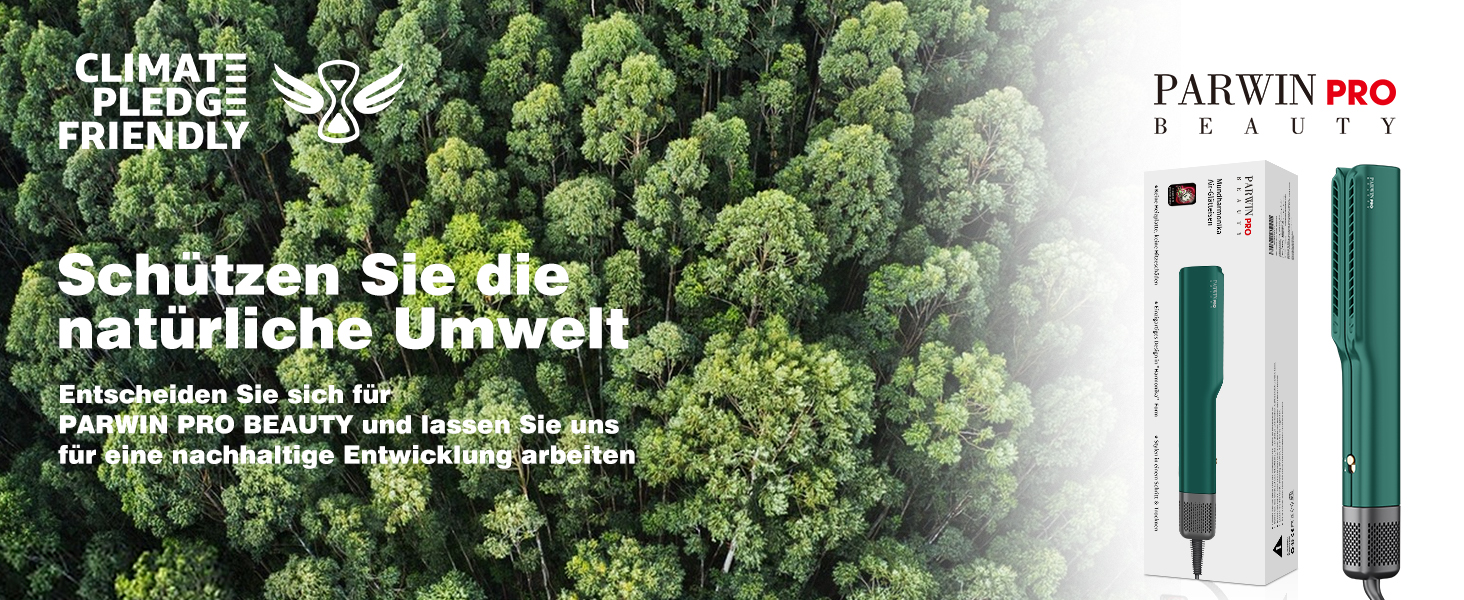 Випрямляч для волосся PARWIN PRO BEAUTY іонний, повітряний, для середнього та довгого волосся (35-75 см), 1200 Вт, темно-зелений