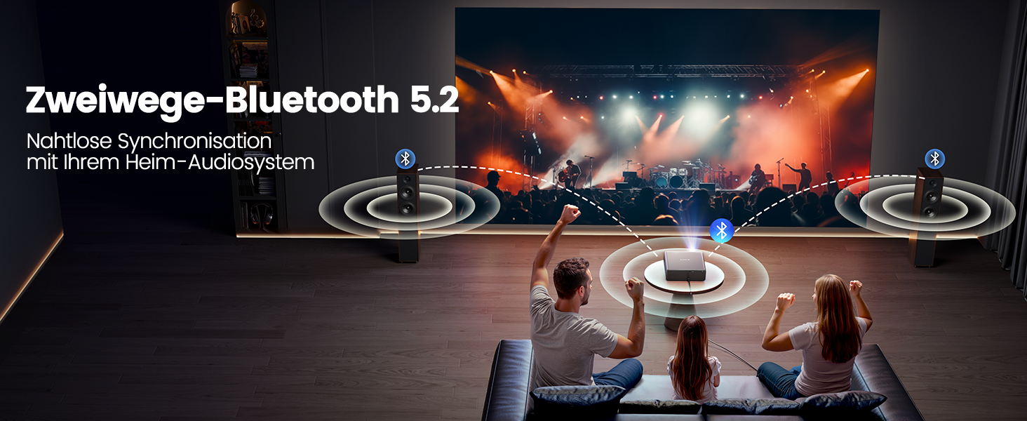 4K проєктор Smart Beamer з Netflix, Dolby Audio, 1000 ANSI люмен. Підтримка автофокусу, корекції трапеції 6D, WiFi 6/Bluetooth. Підходить для Android/iPhone, для дому та на вулицю. Чорний.