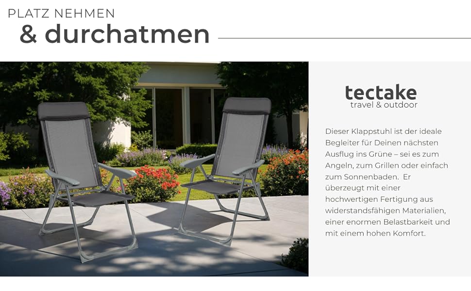 Шезлонги Tectake® 4 шт. - регульовані, з підставкою для ніг, легкі, складані, для саду, балкону, кемпінгу (Антрацит)