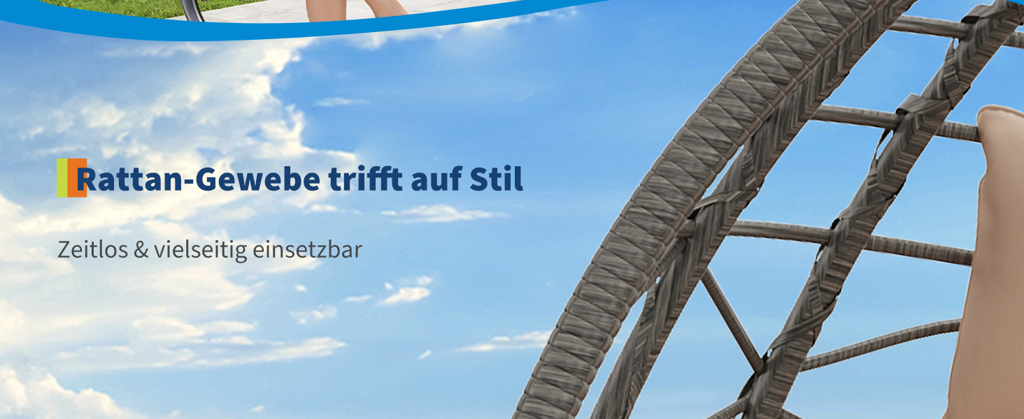 Підвісне крісло-гойдалка з металевим каркасом, ротанг, 150 кг, для саду, тераси, балкону, сіре