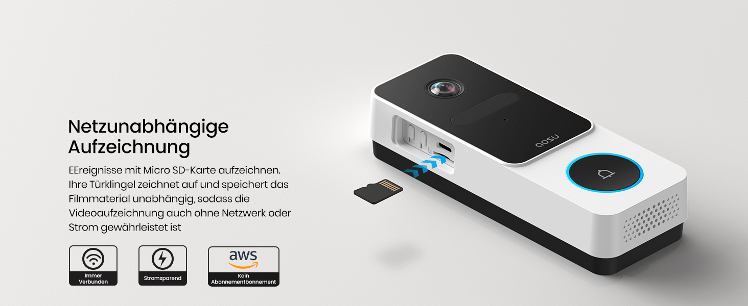 Бездротовий відеодомофон з камерою AOSU 2K HD з PIR-датчиком та детекцією пакунків, сумісний з Alexa